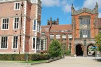 King's Walk on Newcastle University's campus, looking towards the Arches with the Student Union building on the left