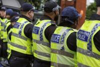 Police officers forming a line