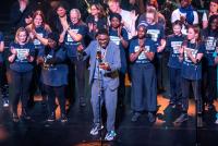 Kwame Kwei-Armah at the curtain call for Our National Health Stories