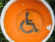 Photo of disabled sign in paint tub