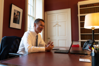 Chancellor Jeremy Hunt speaks to Prime Minister Rishi Sunak ahead of Autumn Statement in his office in No11