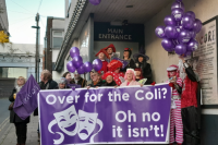 Protesters outside Oldham Coliseum