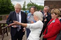 Nadine Dorries pictured with Boris Johnson and Michael Gove