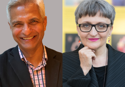 Headshots of Anupam Ganguli and Gillian Moore