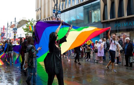 Northern Pride 2019 with rainbow flag