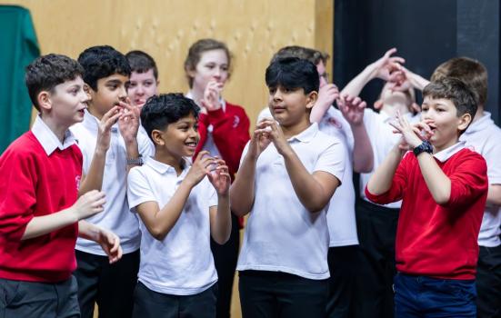 Schoolboys at a drama workshop