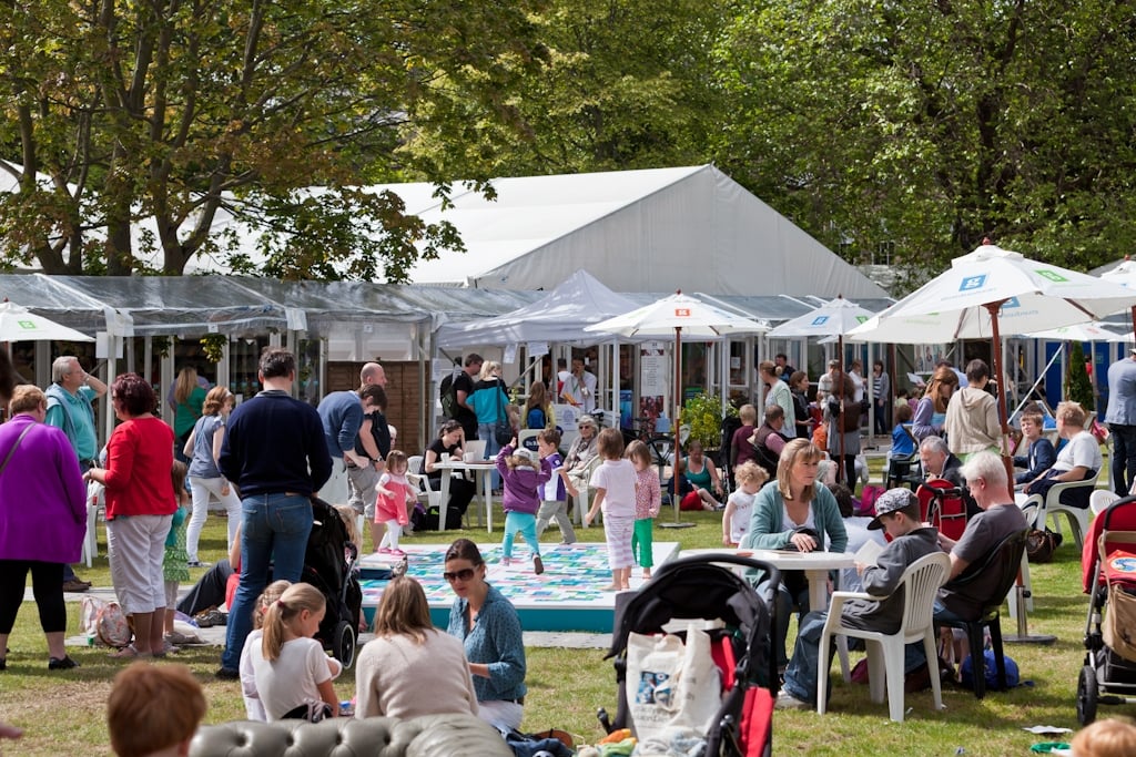 Photo of visitors to the Edinburgh Book Festival