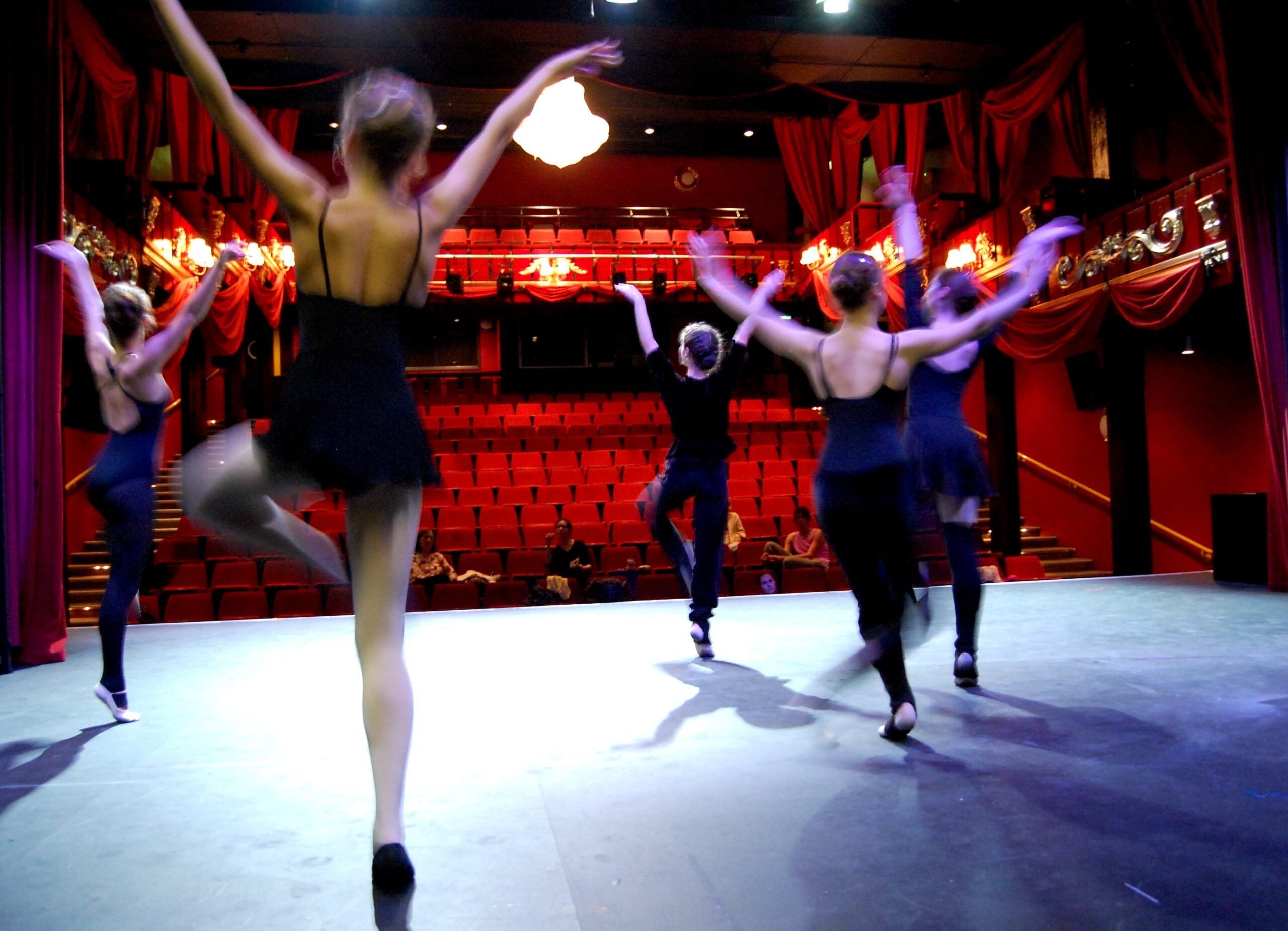 Photo of dancers rehearsing on stage