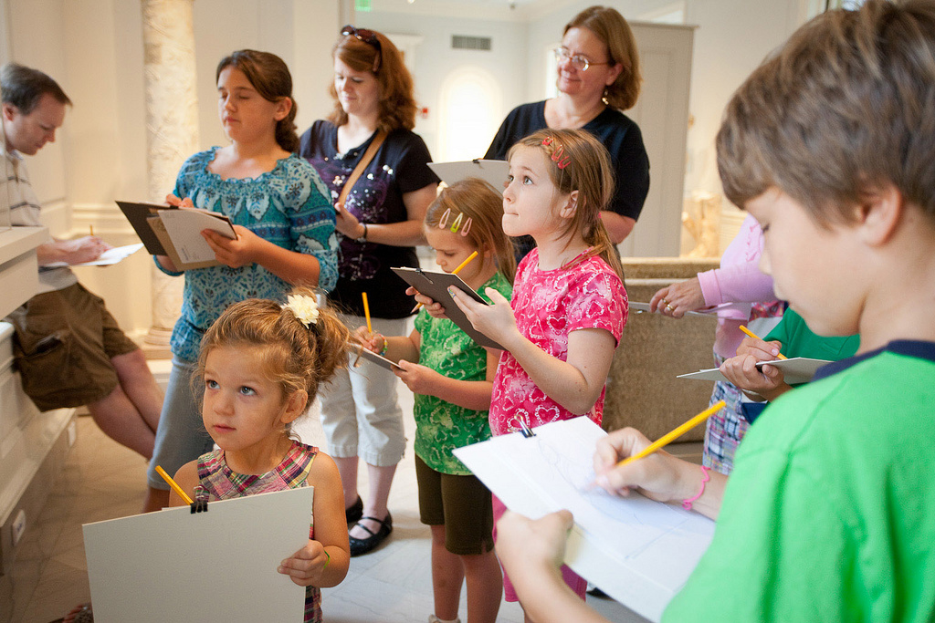 Children in a gallery