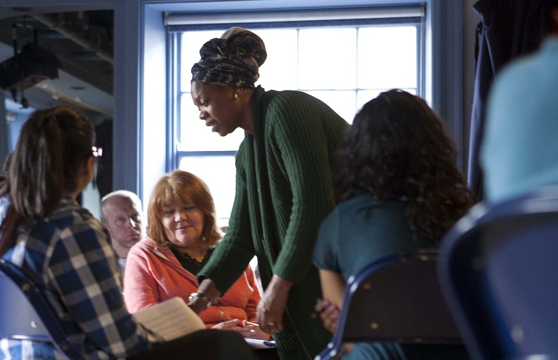 Photo of Amanda Huxtable leading a workshop