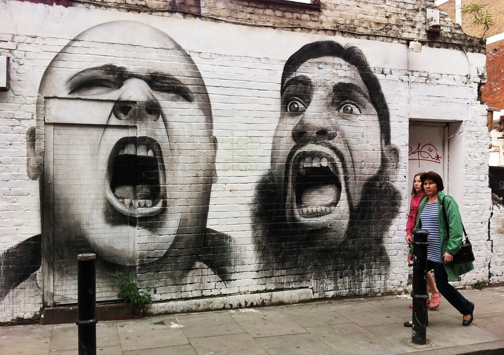 Photo of graffiti - two men shouting