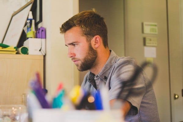 Young man working at desk