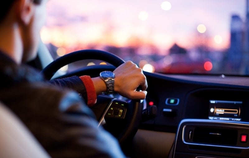 Man riving car