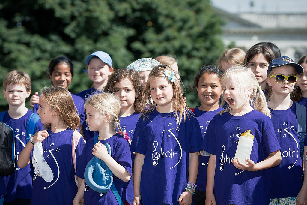 A group of children singing