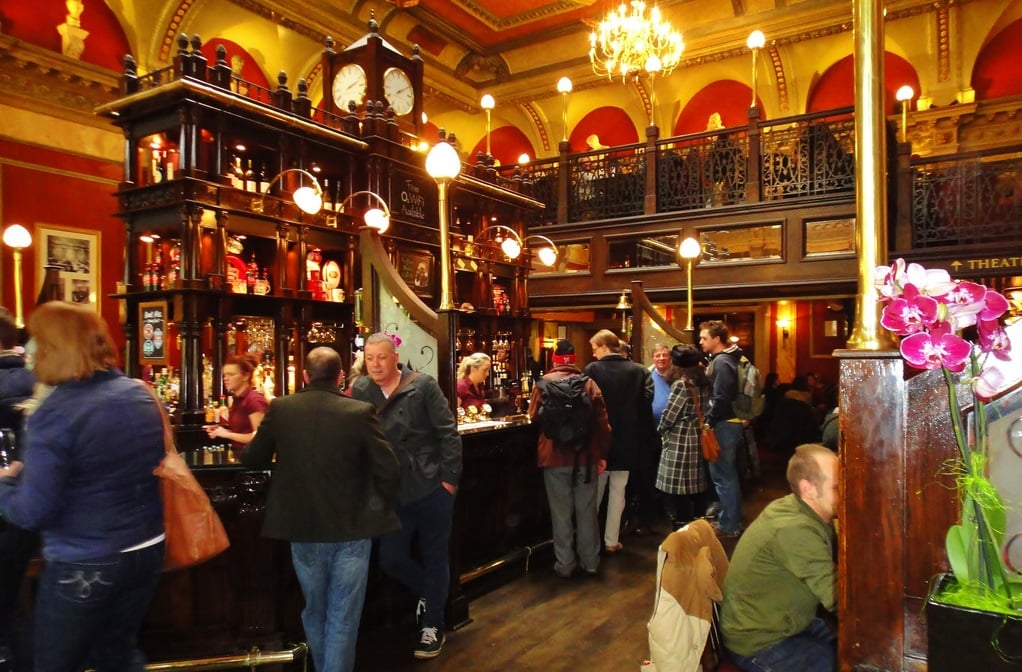 Customers at a theatre pub