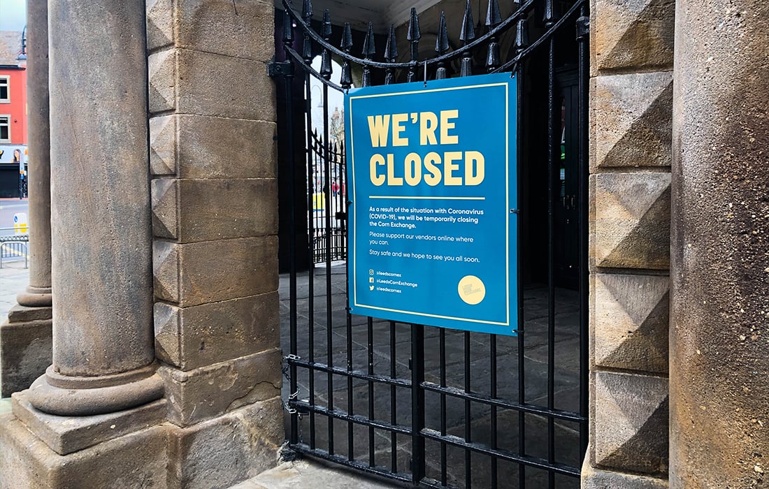 We're closed due to Covid-19 sign outside a public building