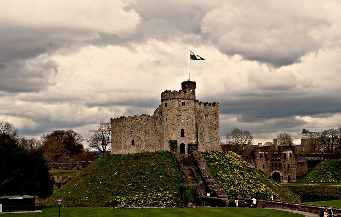 Cardiff Castle on a cloudy day