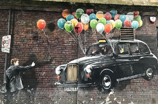 Photo of balloons in dark room