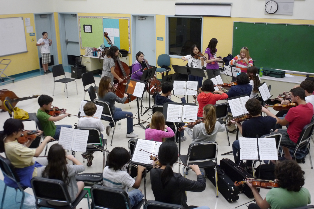 pupils take part in school music lesson