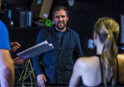 Chris Lawson at the Oldham Coliseum rehearsing for Maxine Peake's Beryl, April 2022.