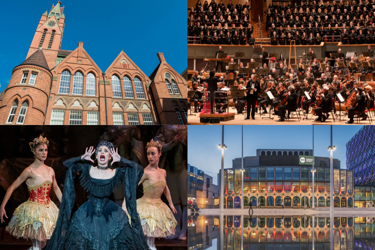 Clockwise from the top left: Ikon gallery, CBSO, Birmingham REP, Daria Stanciulescu as Fairy Carabosse (Birmingham Royal Ballet)