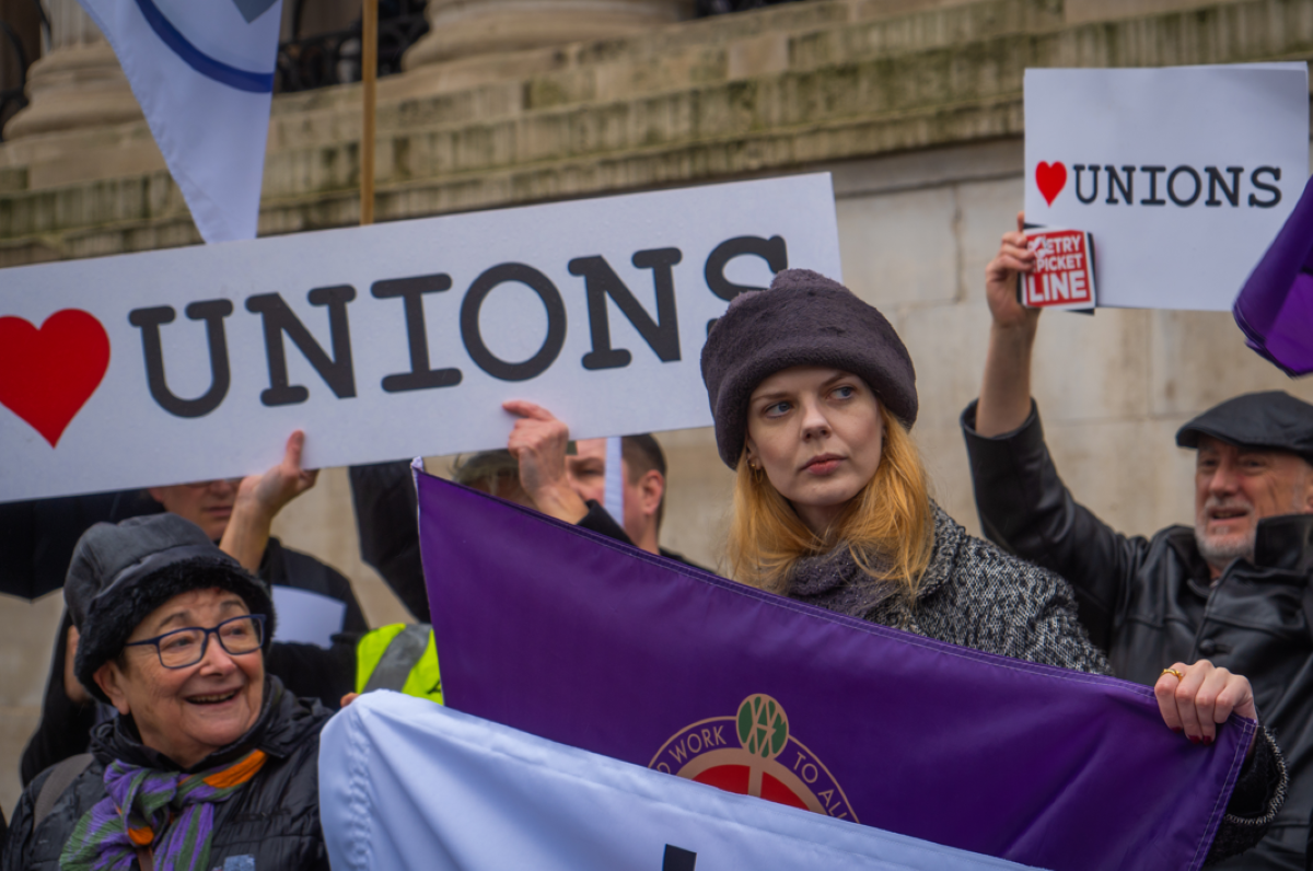 Ayvianna at a union demonstration