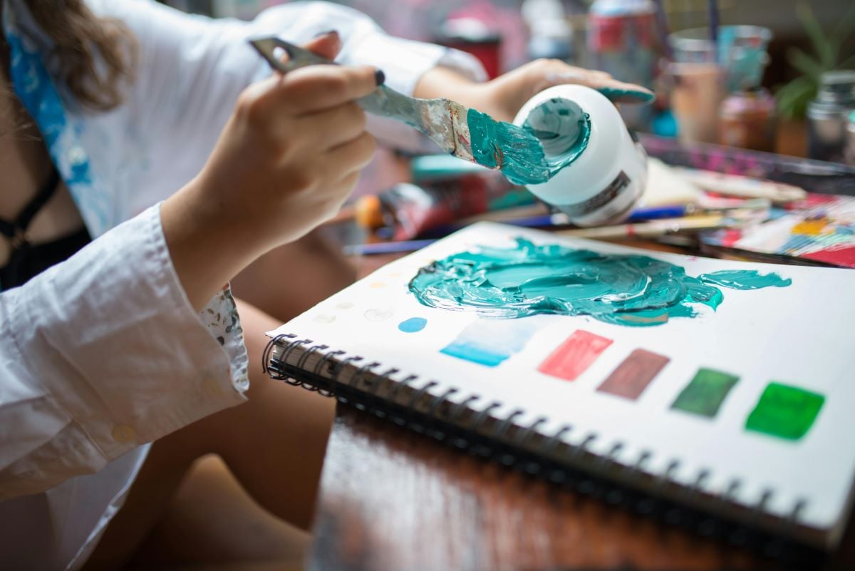 An artist working in a studio